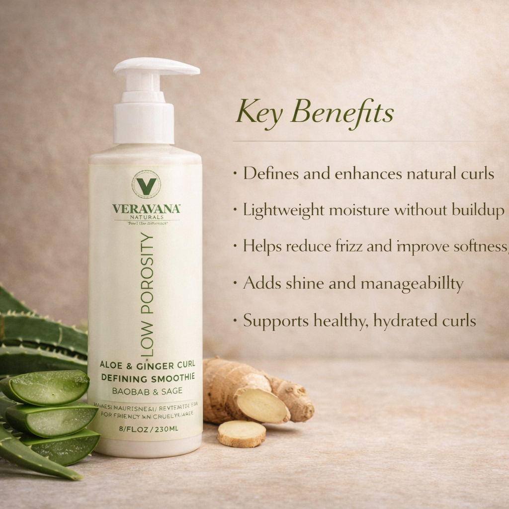 ALOE AND GINGER CURL DEFINING SMOOTHIE FOR LOW POROSITY  HAIR