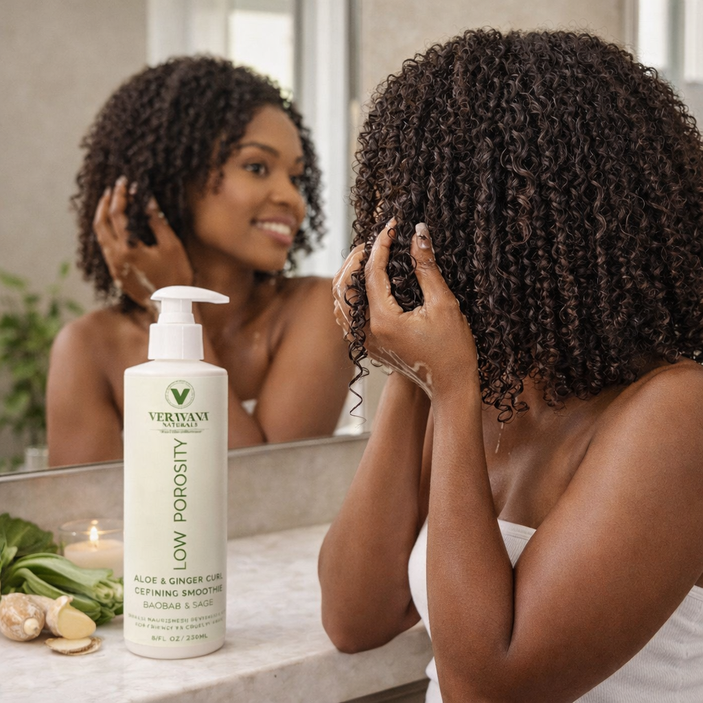 ALOE AND GINGER CURL DEFINING SMOOTHIE FOR LOW POROSITY  HAIR